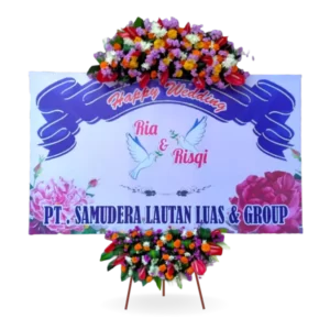 karangan bunga papan ucapan happy wedding surabaya pbhw 1a-1